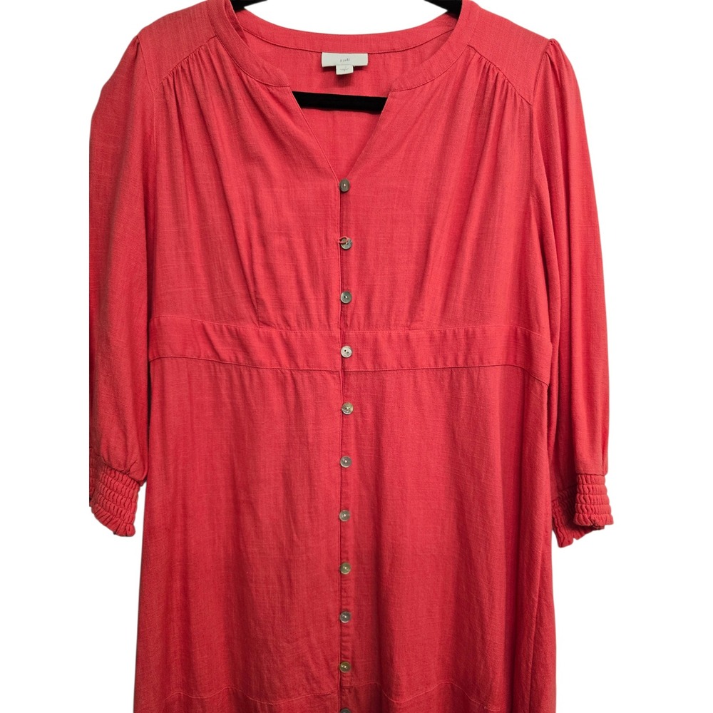 J.Jill Coral Midi Dress Small Casual Lagenlook Minimalist Coastal Grandma Boho - Picture 5 of 8